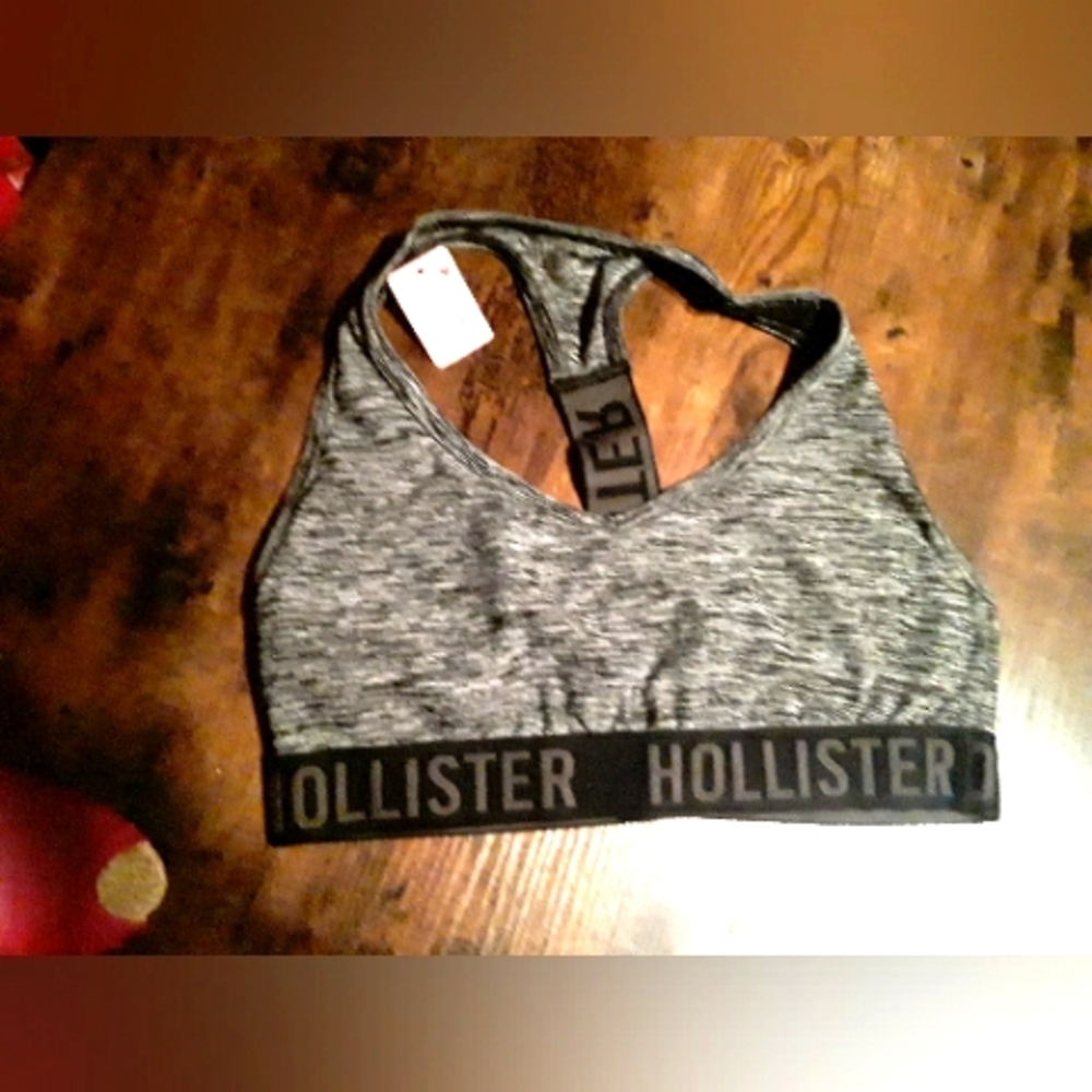Medium Hollister  Racer Back Sports Bra  Grey & Black